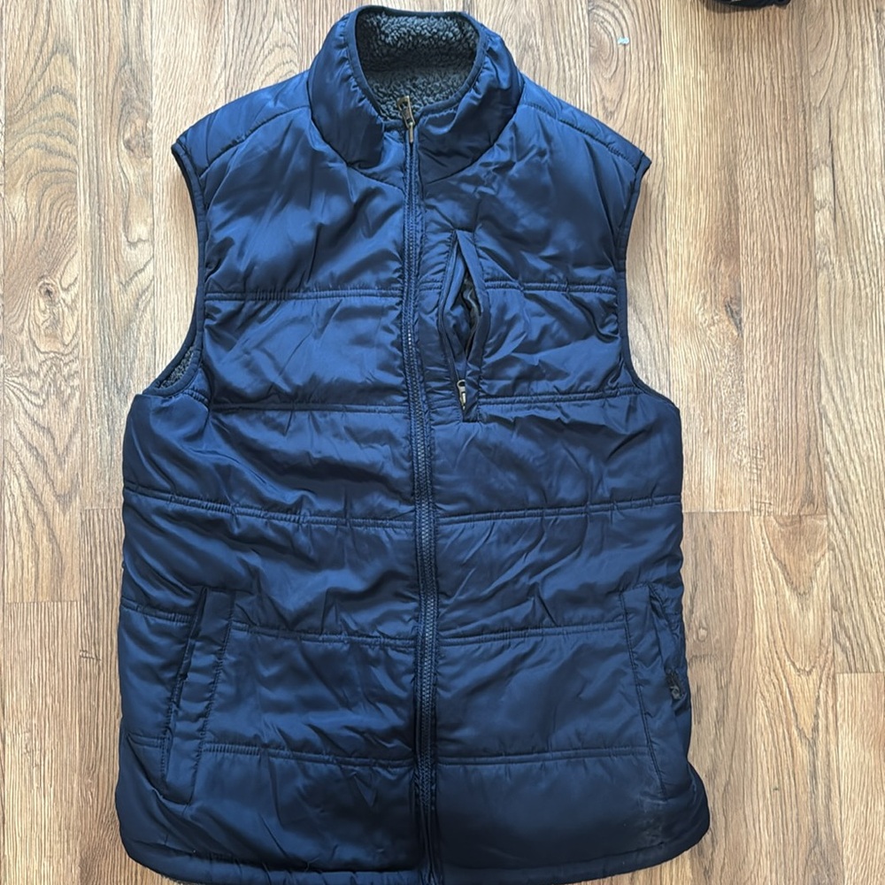 Men's Navy Blue Quilted Vest with fleece lining